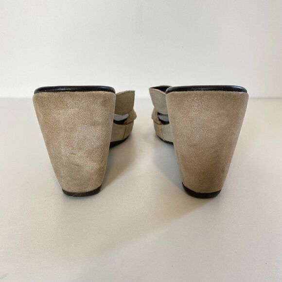 Donald J Pliner Brown Metallic Leather Wedge Sandals - Picture 4 of 6